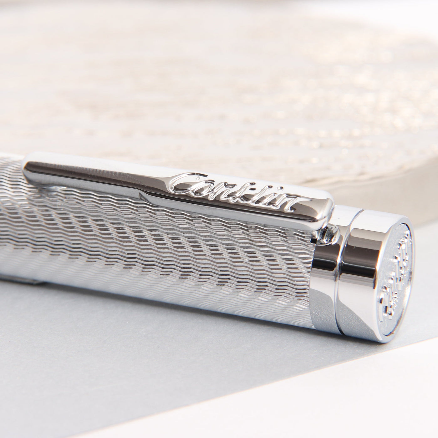 Conklin-Herringbone-Signature-Silver-Fountain-Pen-Clip