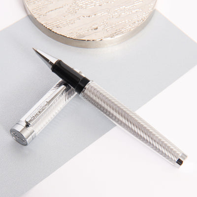 Conklin-Herringbone-Signature-Silver-Rollerball-Pen