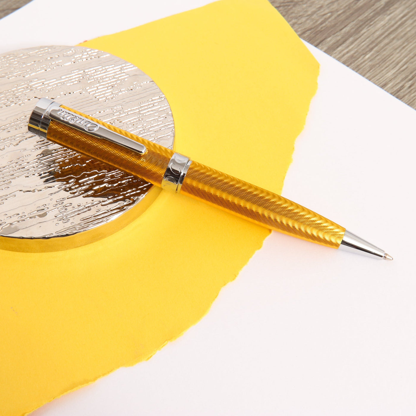 Conklin-Herringbone-Signature-Yellow-Ballpoint-Pen