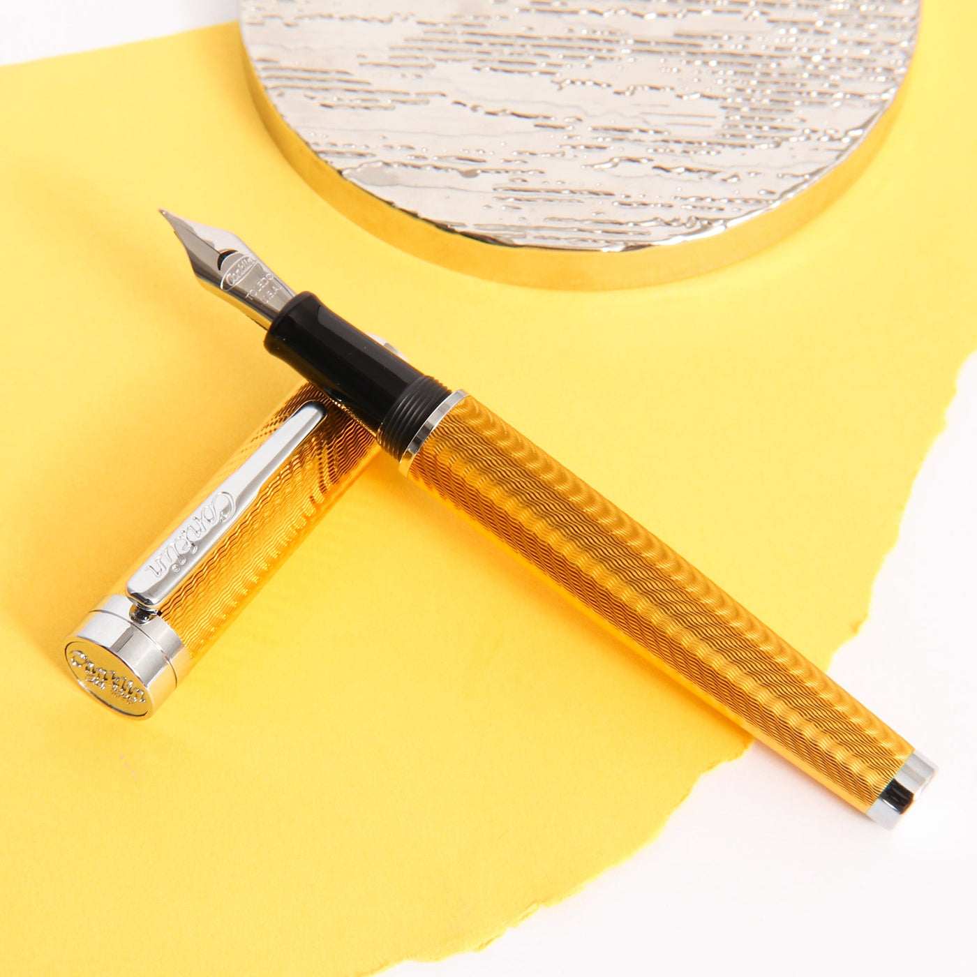 Conklin-Herringbone-Signature-Yellow-Fountain-Pen