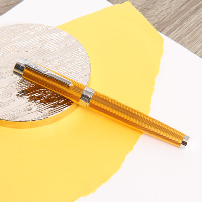 Conklin-Herringbone-Signature-Yellow-Rollerball-Pen-Capped