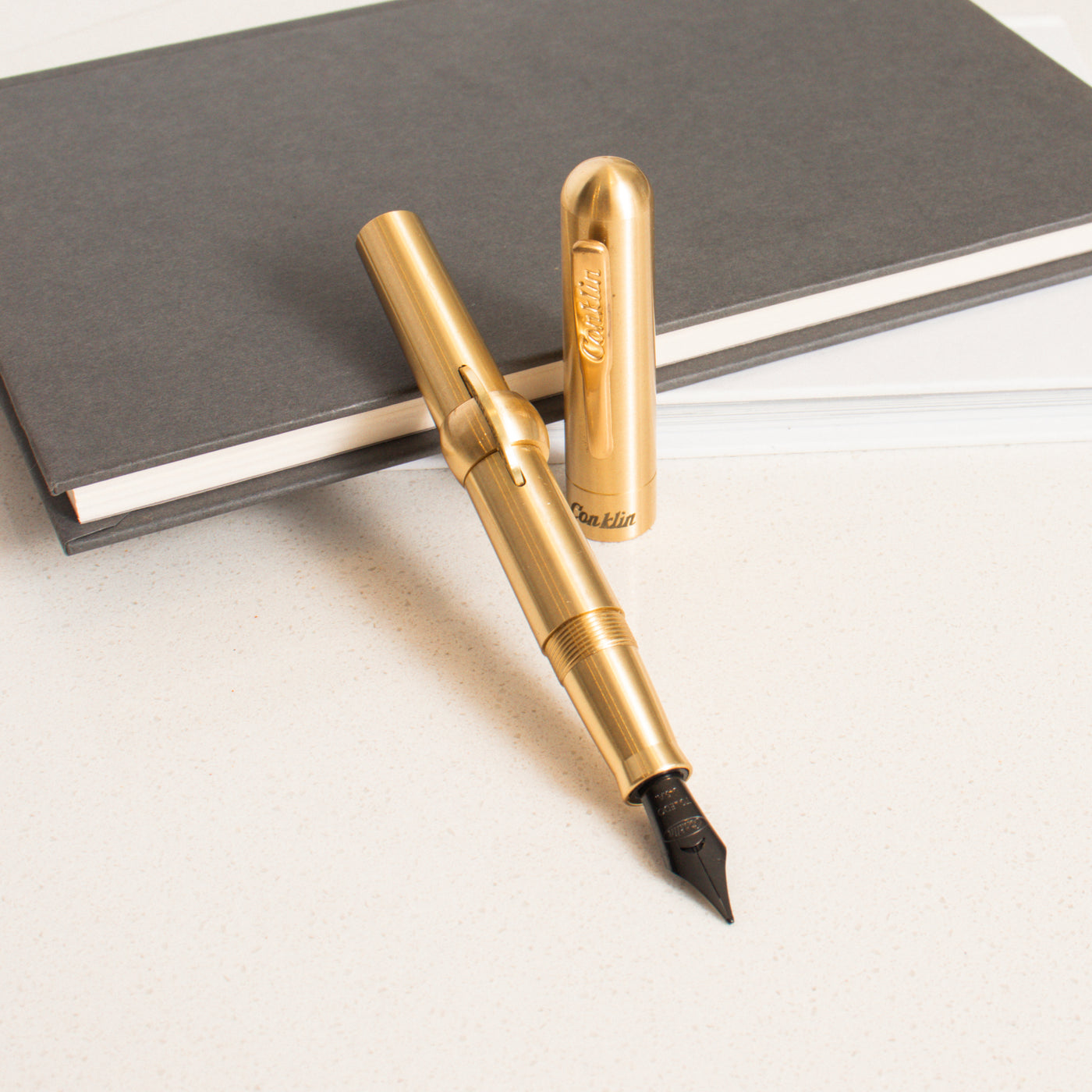 Conklin Mark Twain Crescent Filler Brass Fountain Pen