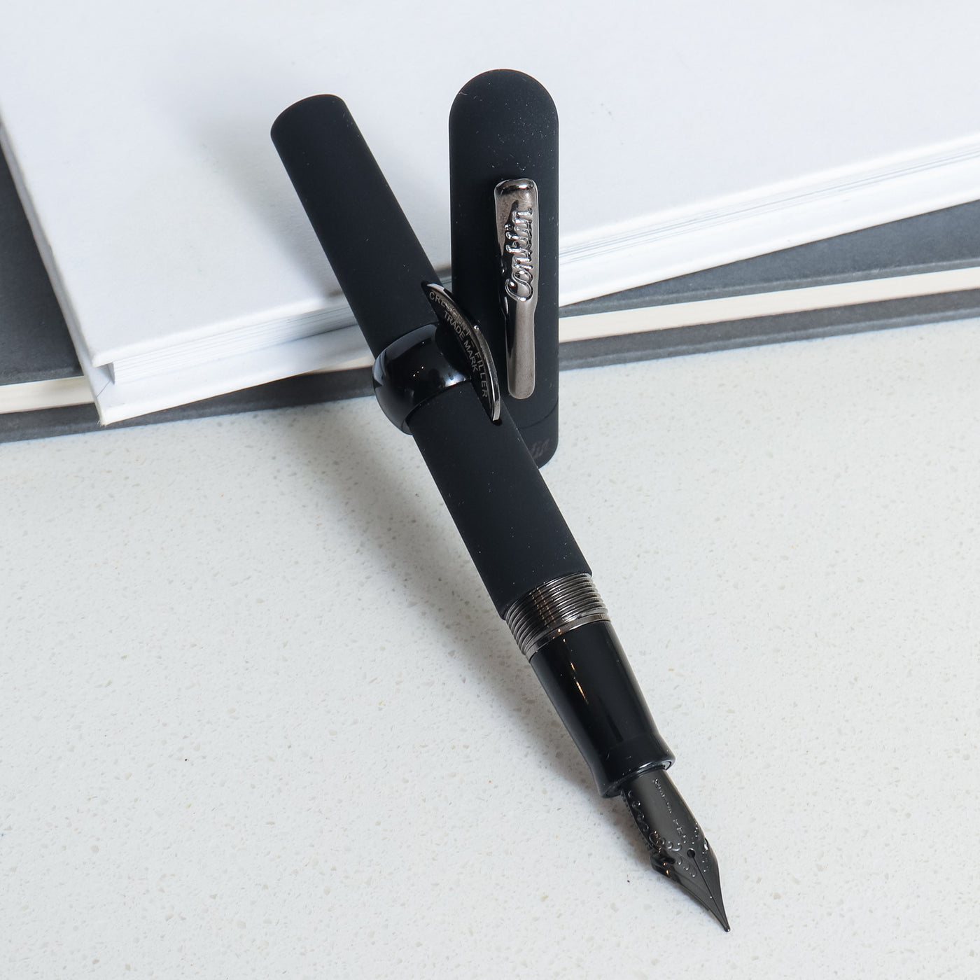 Conklin Mark Twain Crescent Filler Superblack Gunmetal Fountain Pen