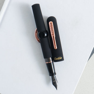 Conklin Mark Twain Crescent Filler Superblack Rose Gold Fountain Pen