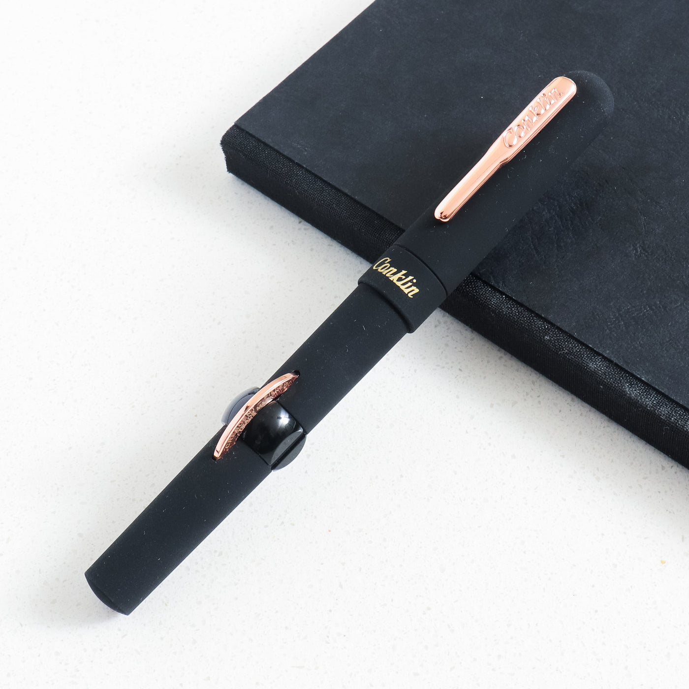 Conklin Mark Twain Crescent Filler Superblack Rose Gold Fountain Pen