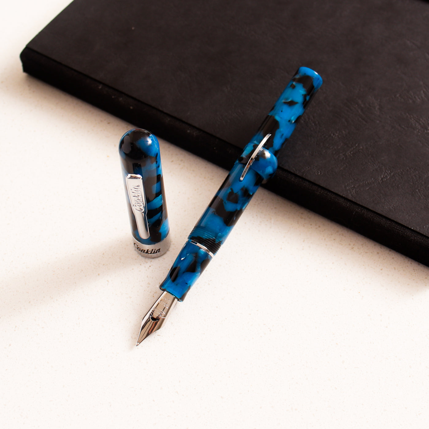 Conklin Mark Twain Vintage Blue Crescent Filler Fountain Pen