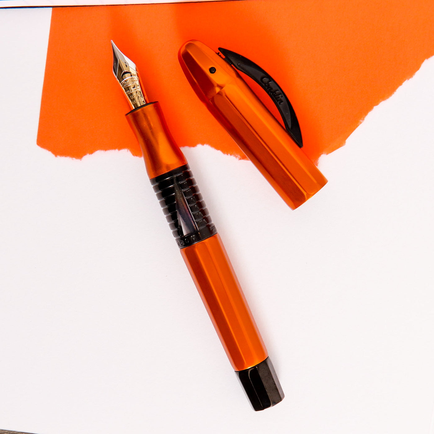 Conklin-Nozac-Classic-125th-Anniversary-Orange-Fountain-Pen-With-Black-Trim