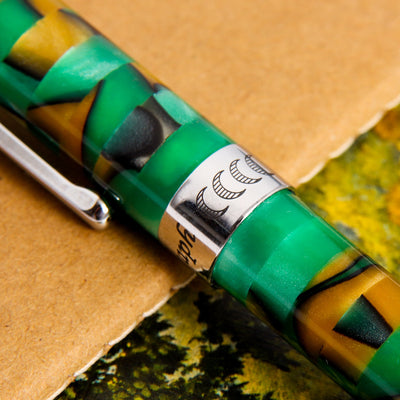 Conklin-Stylograph-Mosaic-Green-Brown-Ballpoint-Pen-Center-Band