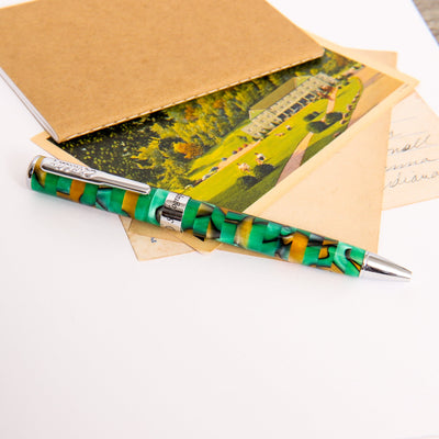 Conklin-Stylograph-Mosaic-Green-Brown-Ballpoint-Pen-Closed