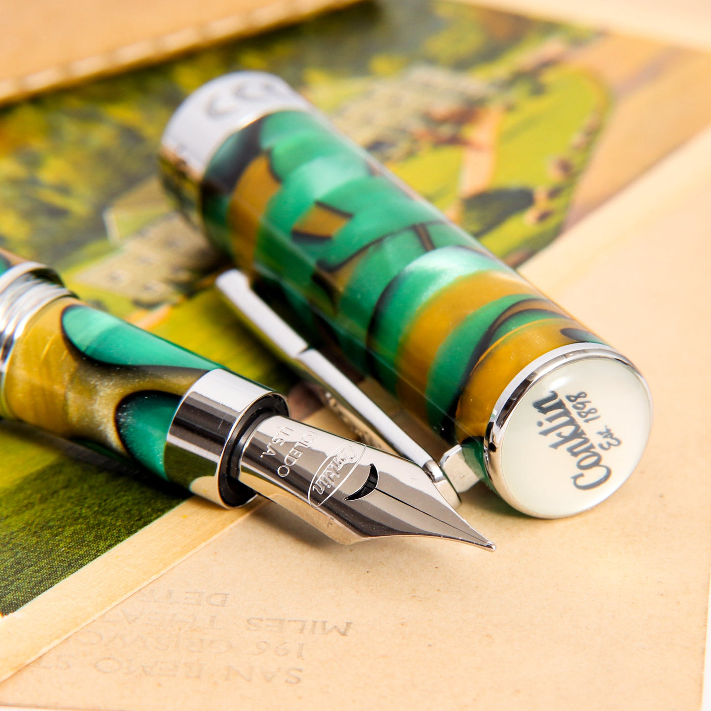 Conklin-Stylograph-Mosaic-Green-Brown-Fountain-Pen-Nib-Details