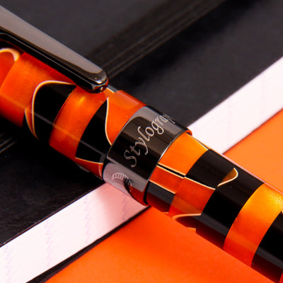 Conklin-Stylograph-Mosaic-Orange-Black-Ballpoint-Pen-Center-Band