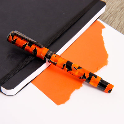 Conklin-Stylograph-Mosaic-Orange-Black-Fountain-Pen-Capped