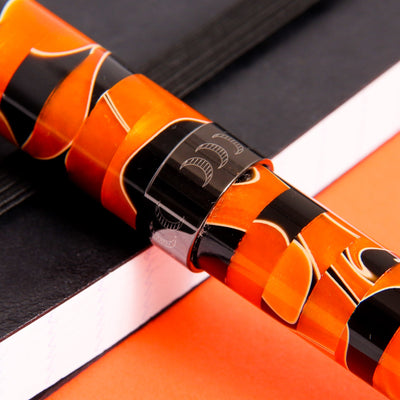 Conklin-Stylograph-Mosaic-Orange-Black-Fountain-Pen-Center-Band