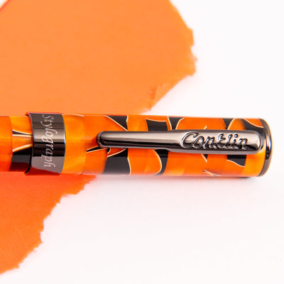 Conklin-Stylograph-Mosaic-Orange-Black-Fountain-Pen-Clip