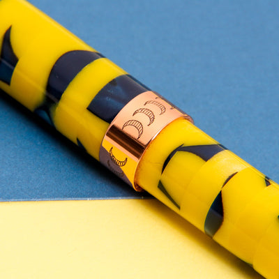 Conklin-Stylograph-Mosaic-Yellow-Blue-Fountain-Pen-Center-Band