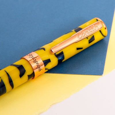 Conklin-Stylograph-Mosaic-Yellow-Blue-Fountain-Pen-Clip