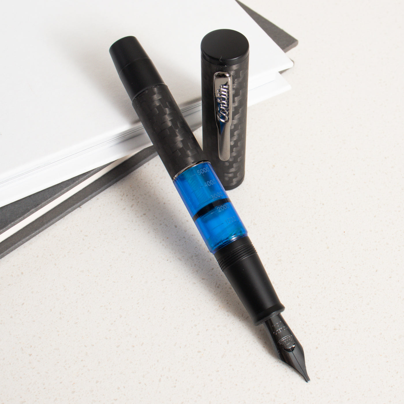 Conklin Word Gauge Blue Carbon Stealth Fountain Pen