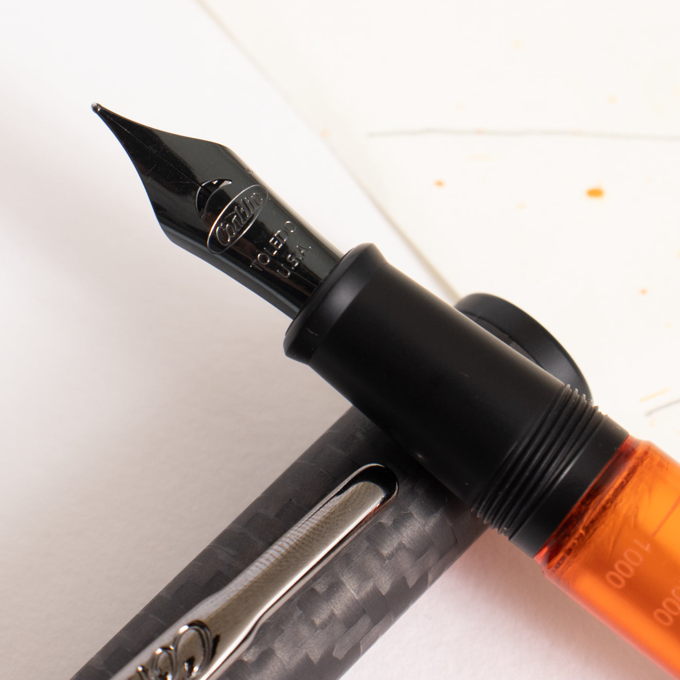 Conklin Word Gauge Orange Carbon Stealth Fountain Pen