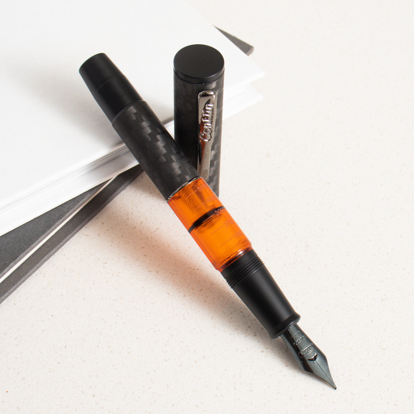 Conklin Word Gauge Orange Carbon Stealth Fountain Pen