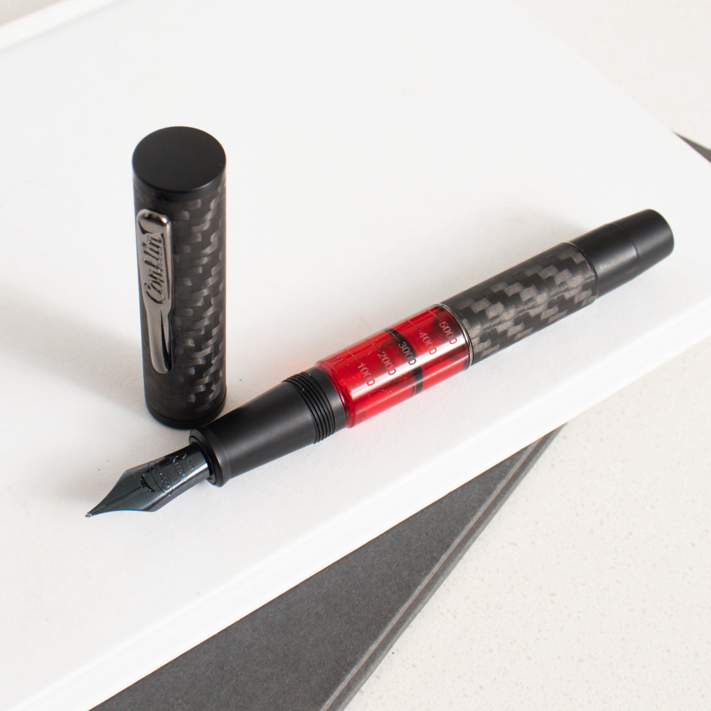 Conklin Word Gauge Red Carbon Stealth Fountain Pen