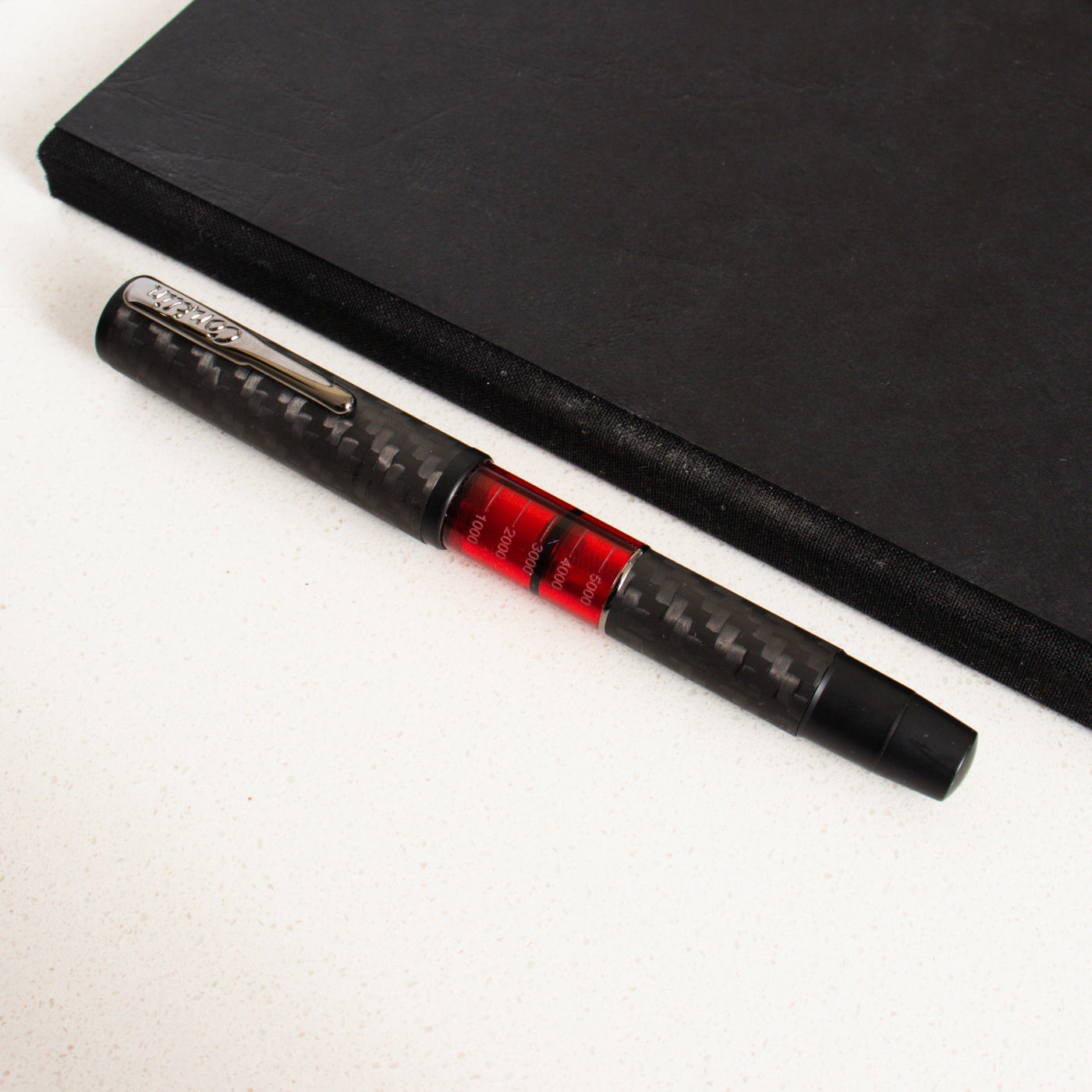 Conklin Word Gauge Red Carbon Stealth Fountain Pen