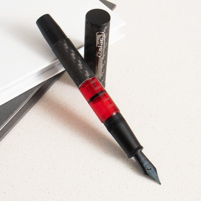 Conklin Word Gauge Red Carbon Stealth Fountain Pen