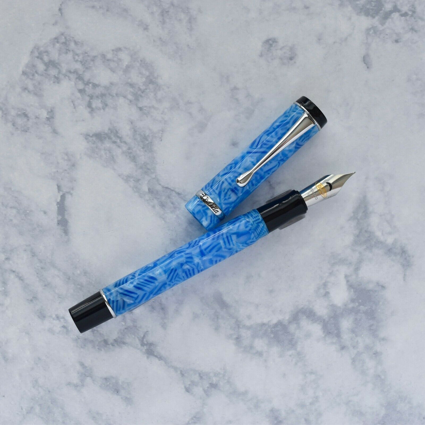 Conklin Duragraph Ice Blue Fountain Pen Extra Fine EF Stainless Steel Nib-Conklin-Truphae