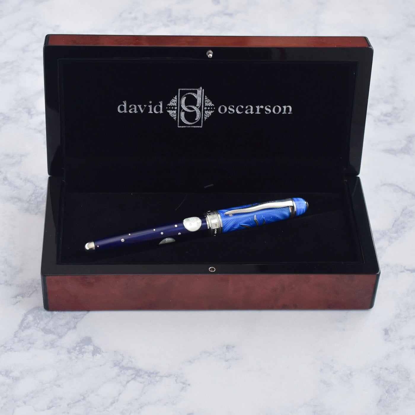 David Oscarson Limited Edition Celestial Dark & Light Blue Fountain Pen-David Oscarson-Truphae