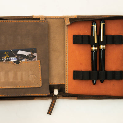Dee Charles Rawhide Orange 12 Pen Zipper Case