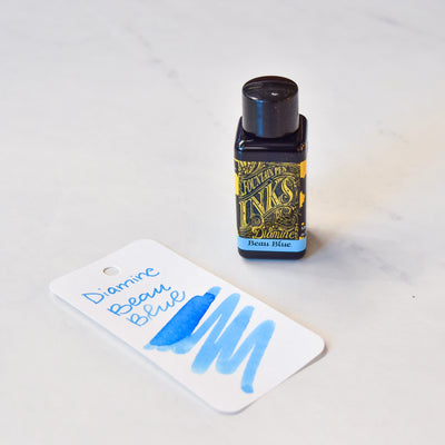 Diamine Beau Blue Ink Bottle Glass