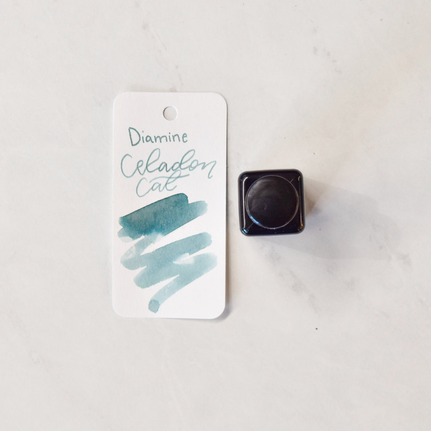 Diamine Celadon Cat Ink Blue Glass bottle