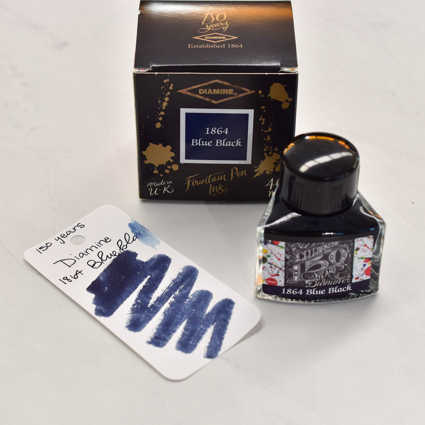 Diamine 150th Anniversary 1864 Blue Black Fountain Pen Ink Bottle