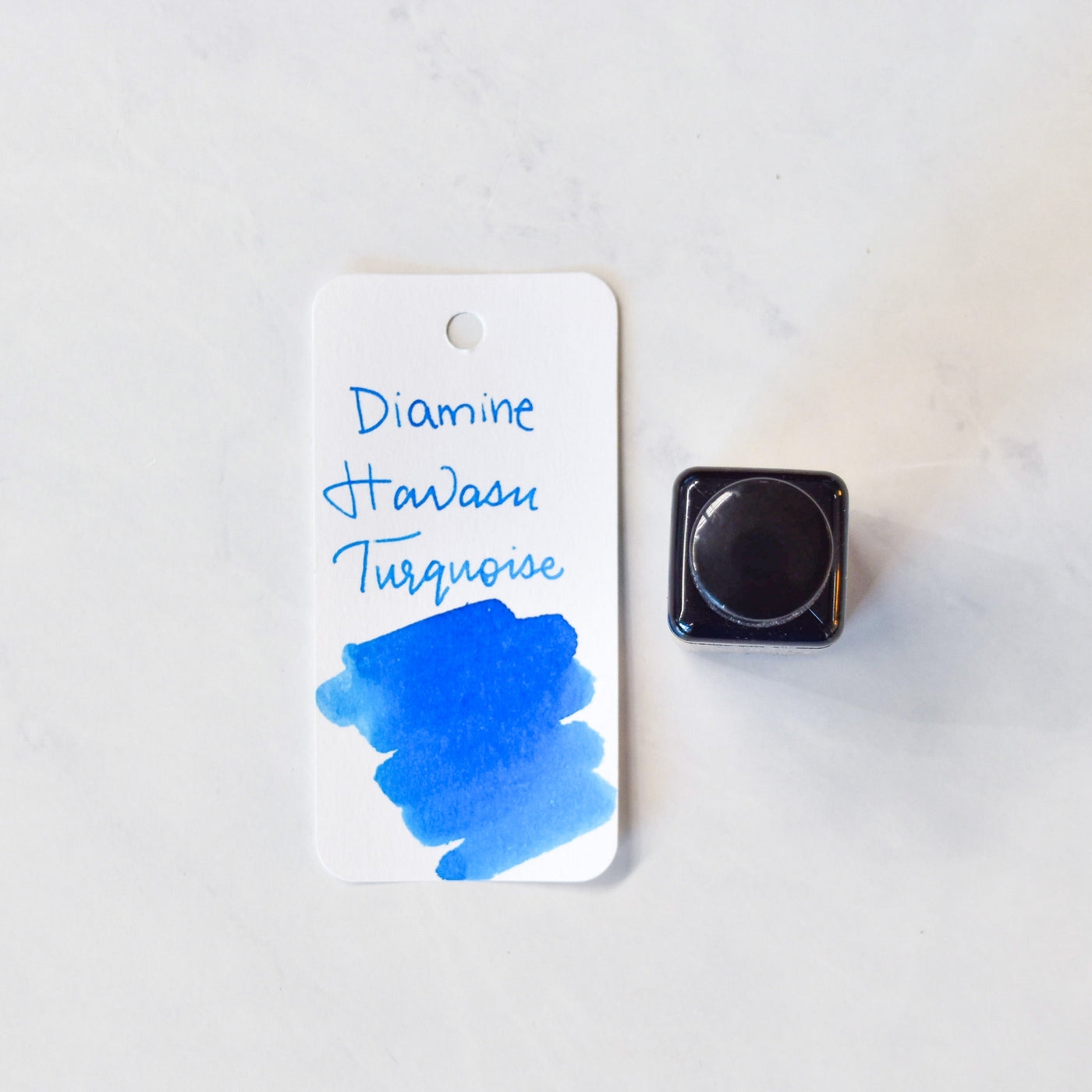 Diamine Havasu Turqouise Ink blue glass bottle