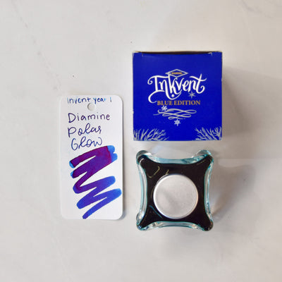 Diamine Inkvent Year 1 Polar Glow Ink blue glass bottle