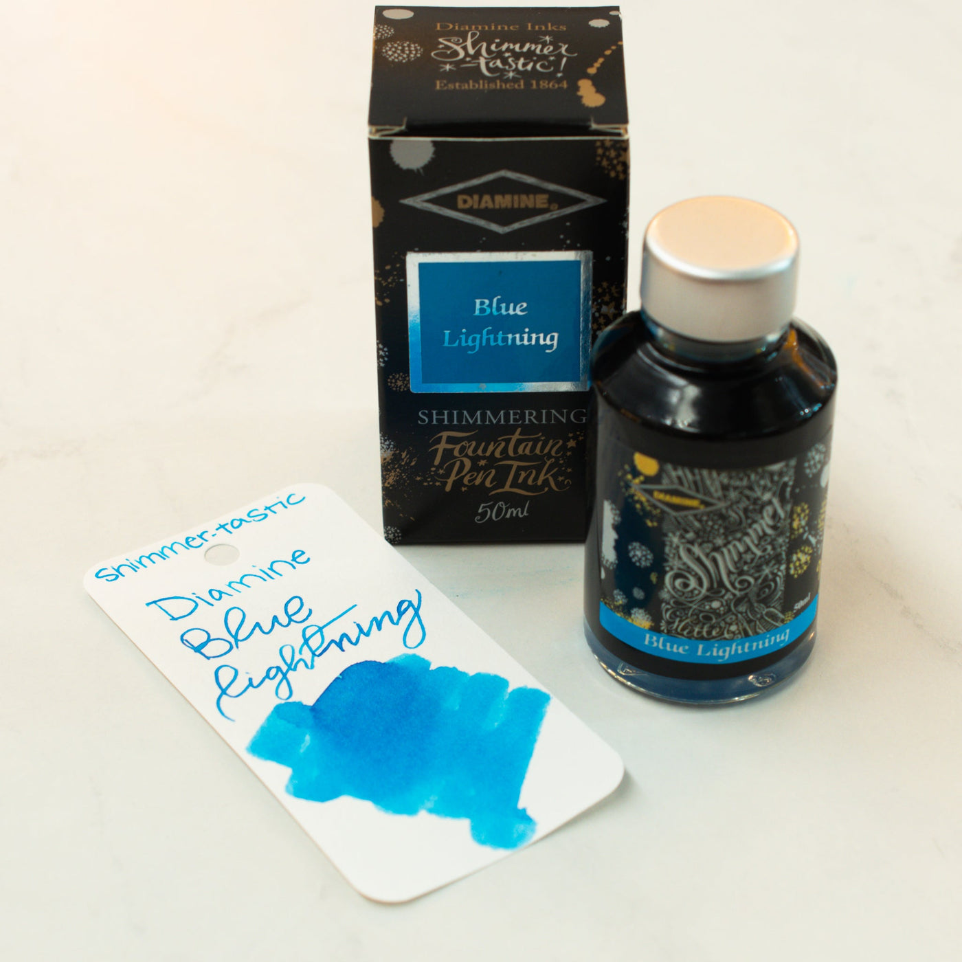 Diamine Shimmertastic Blue Lightning Fountain Pen Ink Bottle