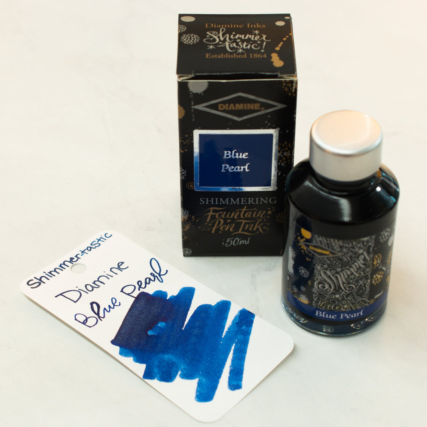 Diamine Shimmertastic Blue Pearl Fountain Pen Ink Bottle