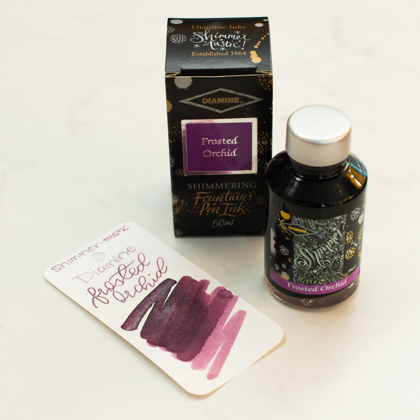 Diamine Shimmertastic Frosted Orchid Fountain Pen Ink Bottle