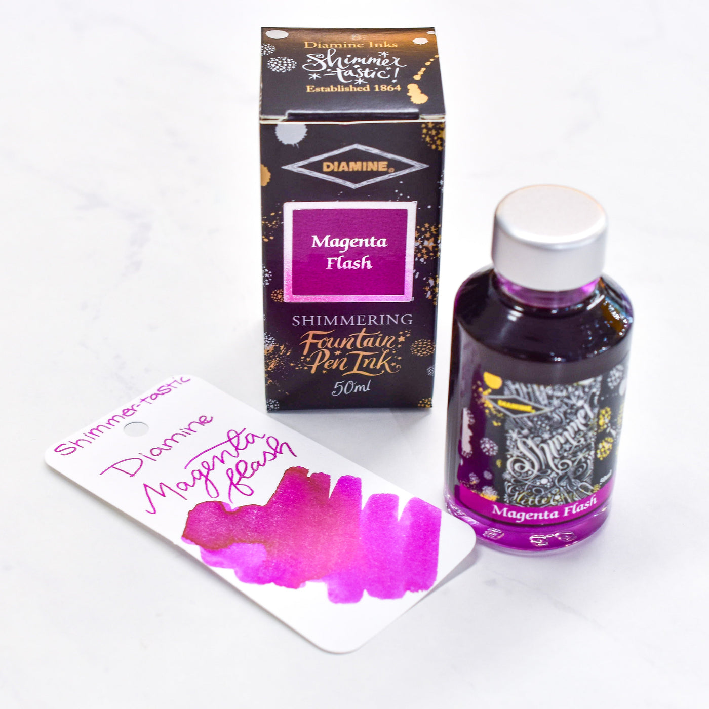 Diamine Shimmertastic Magenta Flash Fountain Pen Ink Bottle