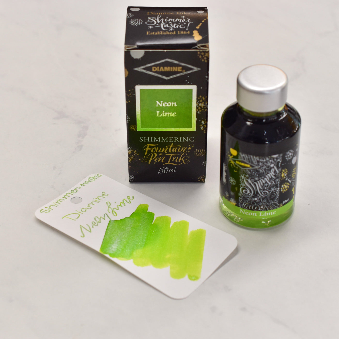 Diamine Shimmertastic Neon Lime Fountain Pen Ink Bottle