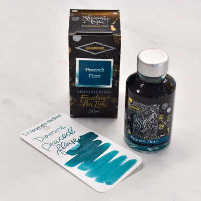 Diamine Shimmertastic Peacock Flare Fountain Pen Ink Bottle