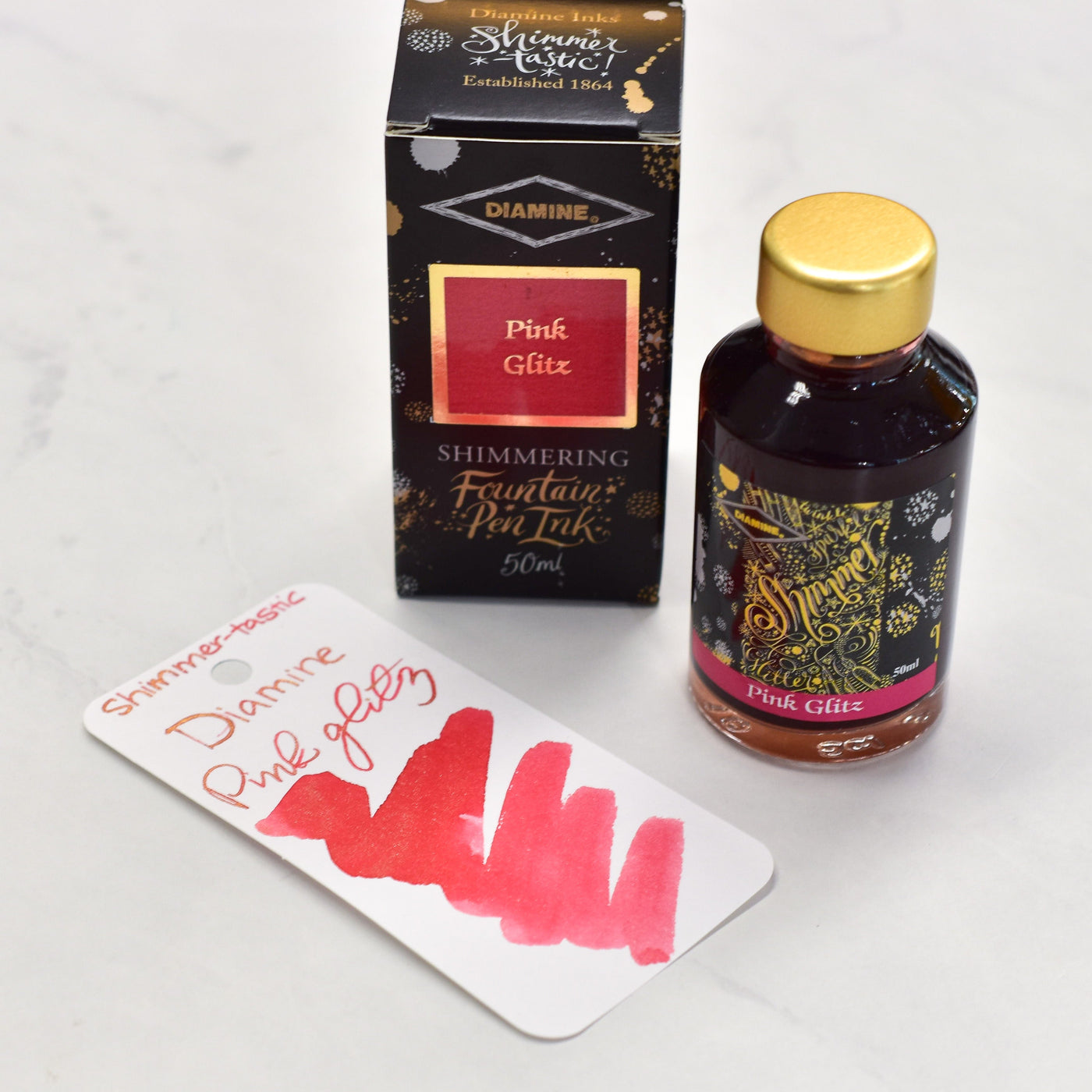 Diamine Shimmertastic Pink Glitz Fountain Pen Ink Bottle