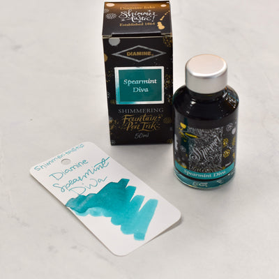 Diamine Shimmertastic Spearmint Diva Fountain Pen Ink Bottle