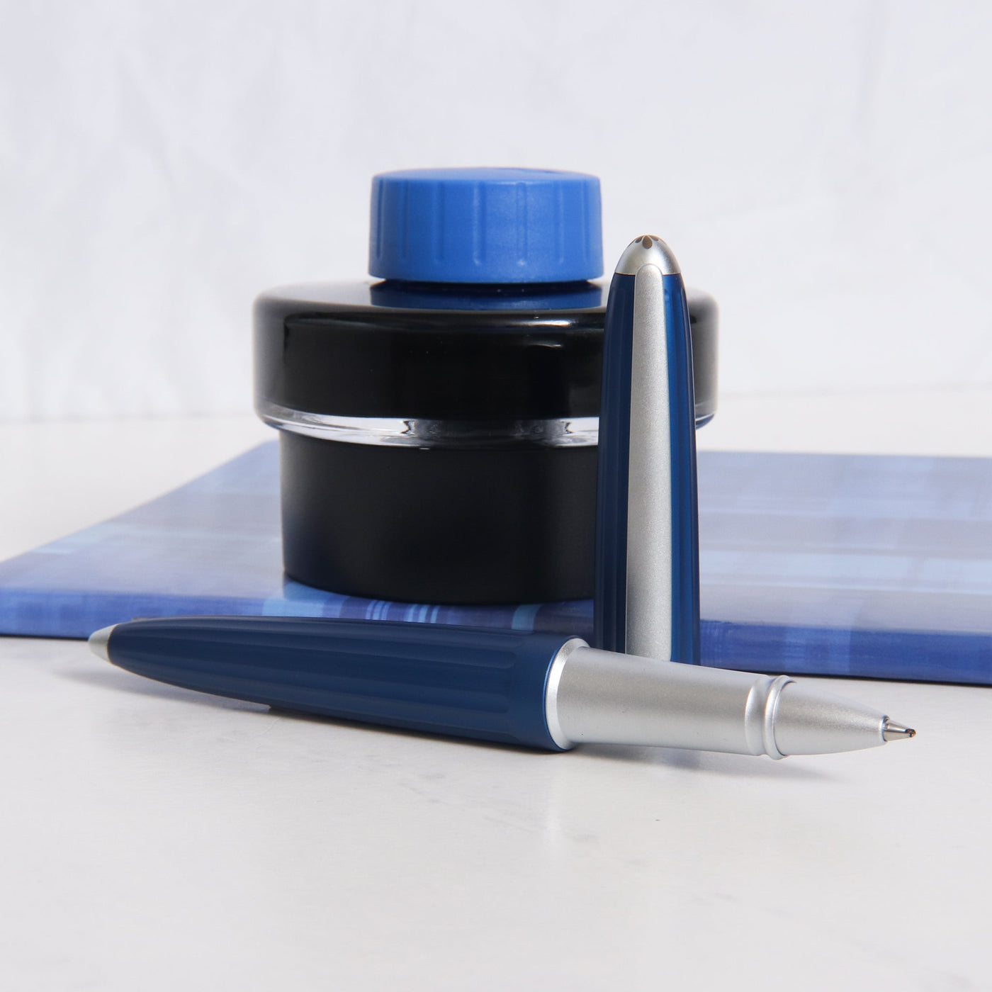 Diplomat Aero Blue Rollerball Pen Uncapped