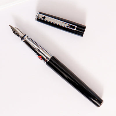 Diplomat CLR Black Lacquer Fountain Pen Black Barrel With Silver Trim