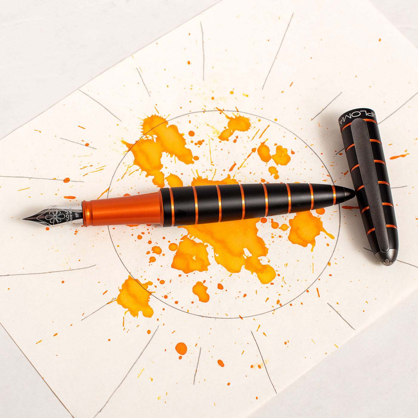 Diplomat Elox Ring Black & Orange Fountain Pen