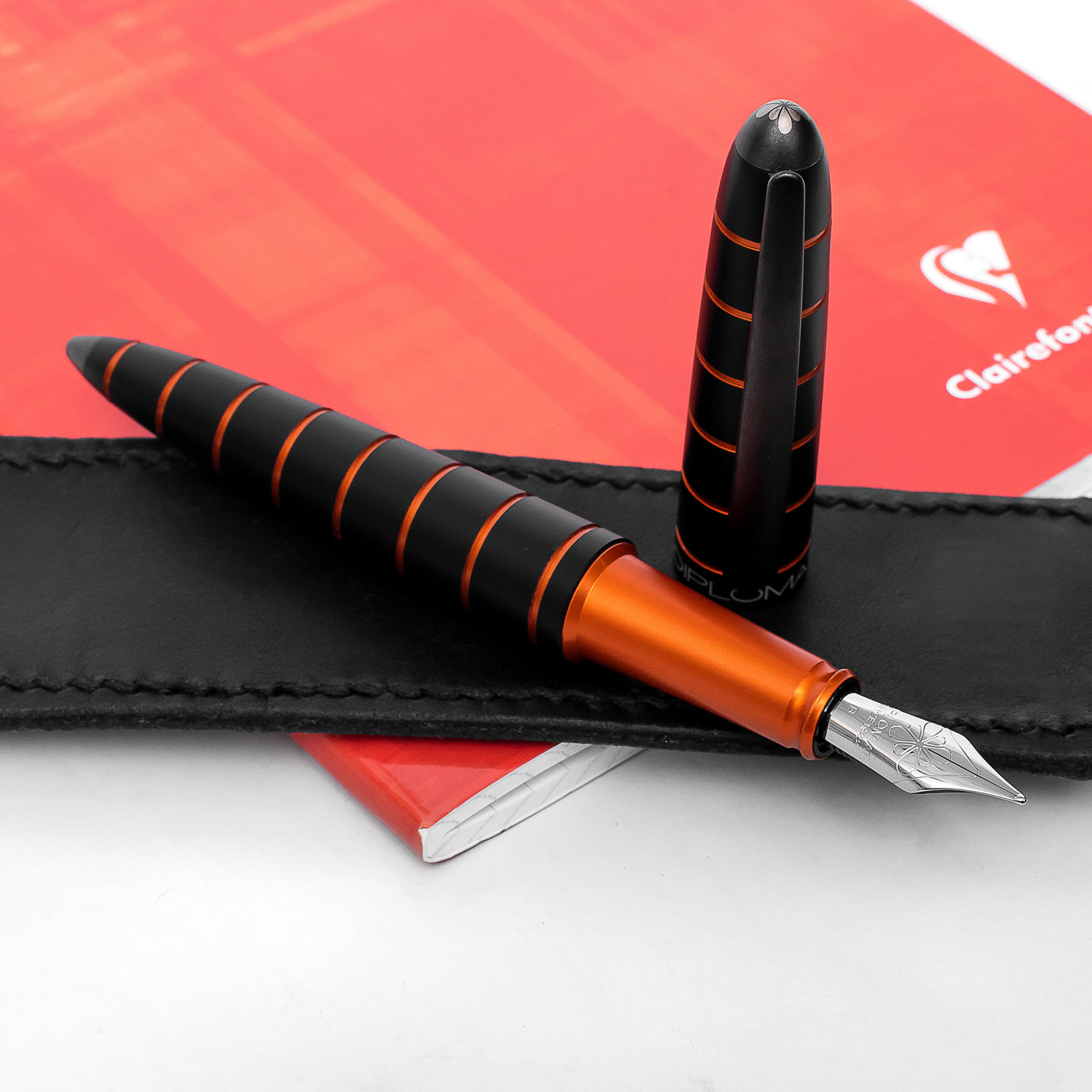 Diplomat Elox Ring Black & Orange Fountain Pen