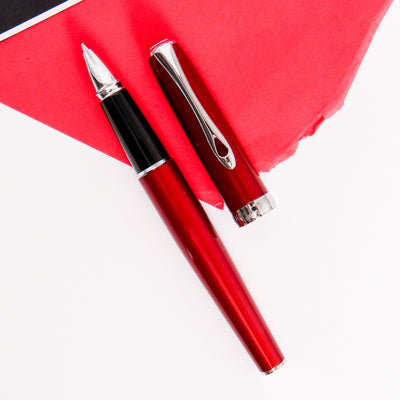Diplomat-Excellence-A2-Magma-Red-Rollerball-Pen-With-Silver-Trim