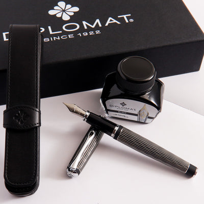 Diplomat-Excellence-A+Wave-Black-Fountain-Pen-Gift-Set-Case-Pen-And-Ink