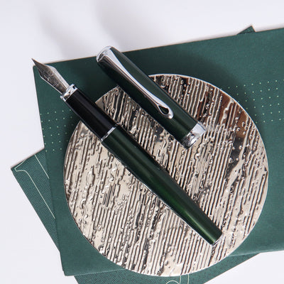 Diplomat Excellence Evergreen & Chrome Fountain Pen With Black Grip Section