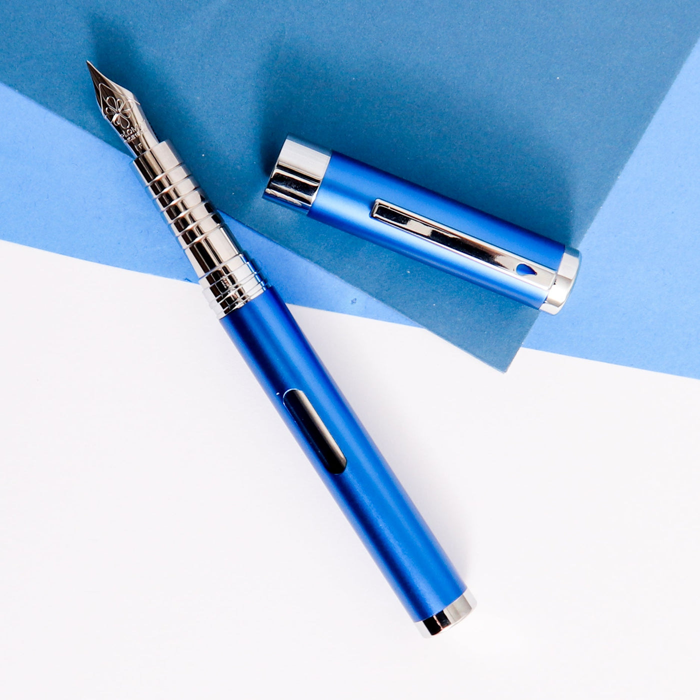 Diplomat Nexus Blue Fountain Pen With Silver Trim